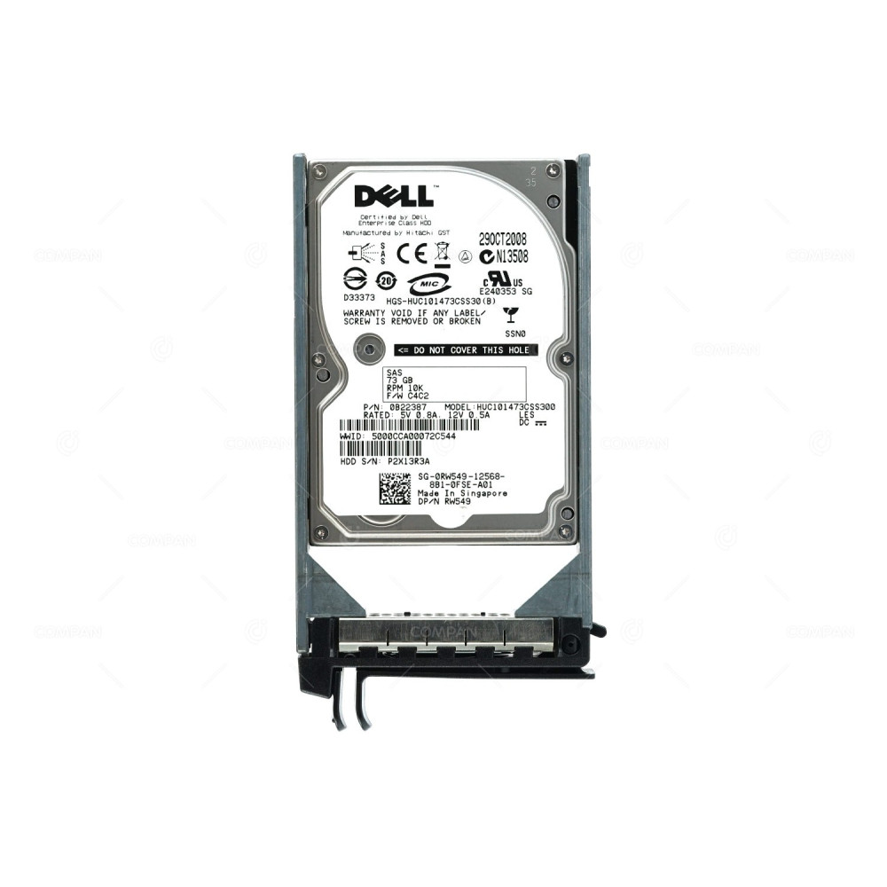 RW549  DELL HARD DRIVE 73GB 10K 3G 2.5 SAS HOT-SWAP